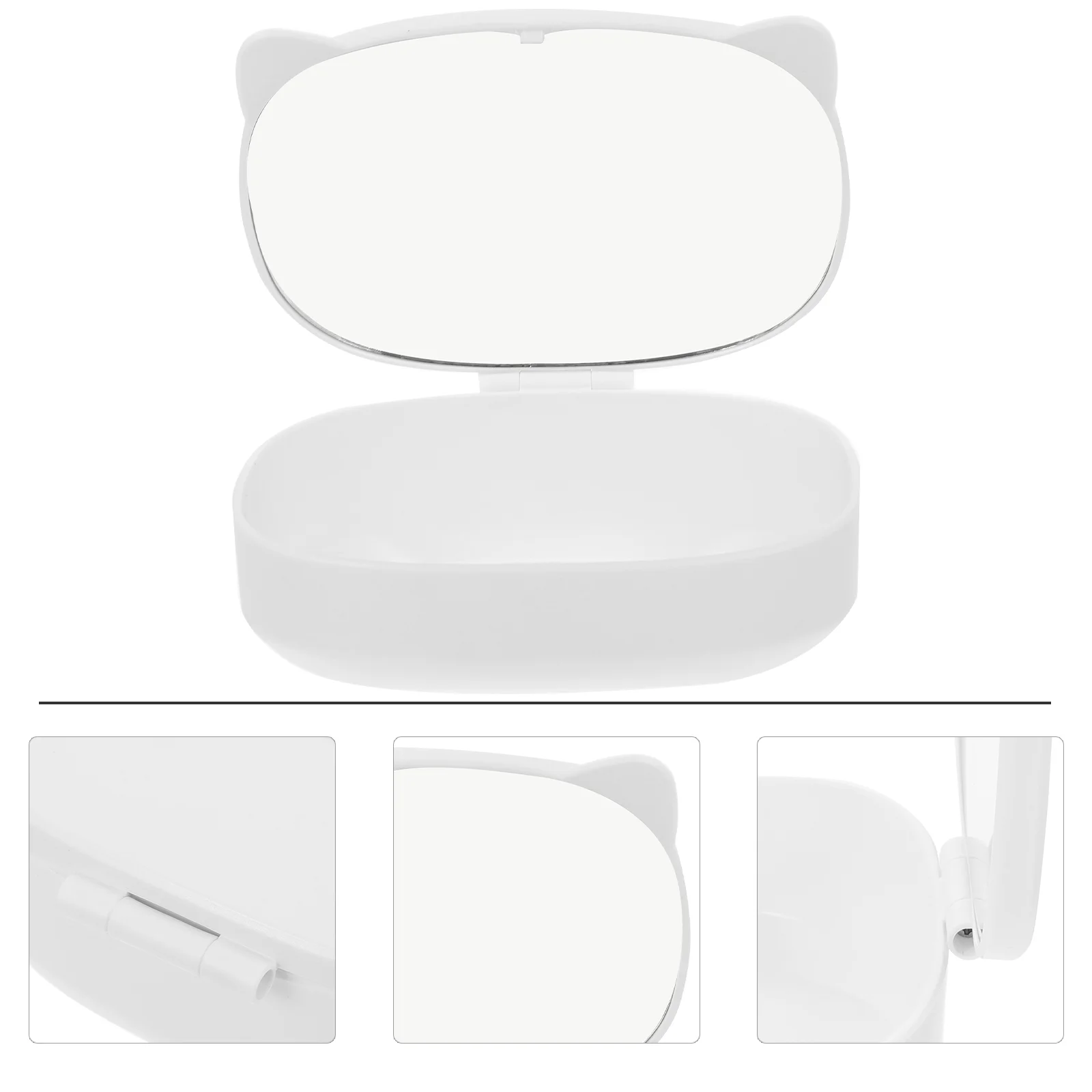 

Mirror Makeup Organizer Box Vanity Case Jewelry Holder Mirrors Desktop Desk Lipstick Stand Travel Bedroom Ring Trinket Portable