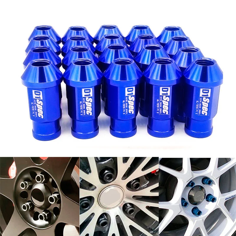 

20pcs M12x1.5/1.25 Spec Racing Aluminium alloy Wheel Lug Nuts Screw Length 50mm/40mm for 95% cars