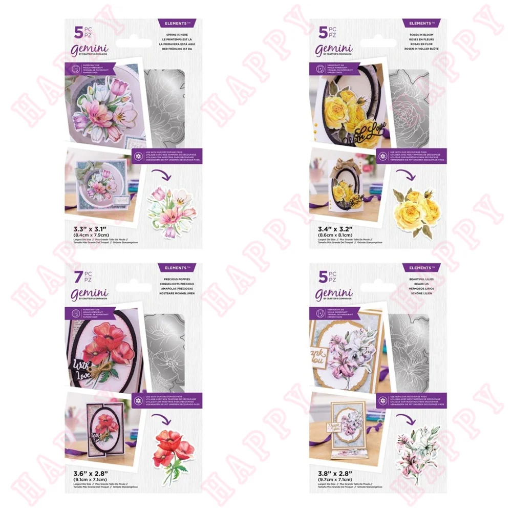 

Металлические пресс-формы, весенние розы, лилии мака для рукоделия, декоративное тиснение, ручная работа, бумага