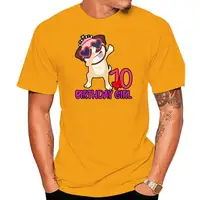 10th Birthday Girl T-shirt Pug dog 10 Years old Birthday-Men's T-Shirt-Black