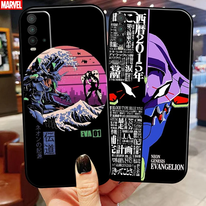 

Neon Genesis Evangelion EVA Anime For Xiaomi Redmi 9T Phone Case Back Carcasa Funda Coque Black Liquid Silicon