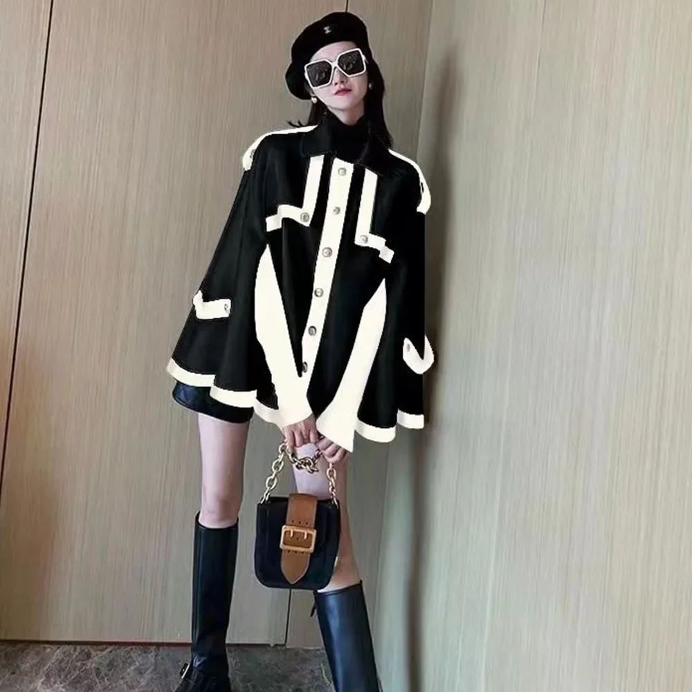 Шерстяное пончо TPJB в британском стиле осенне-зимняя накидка во французском