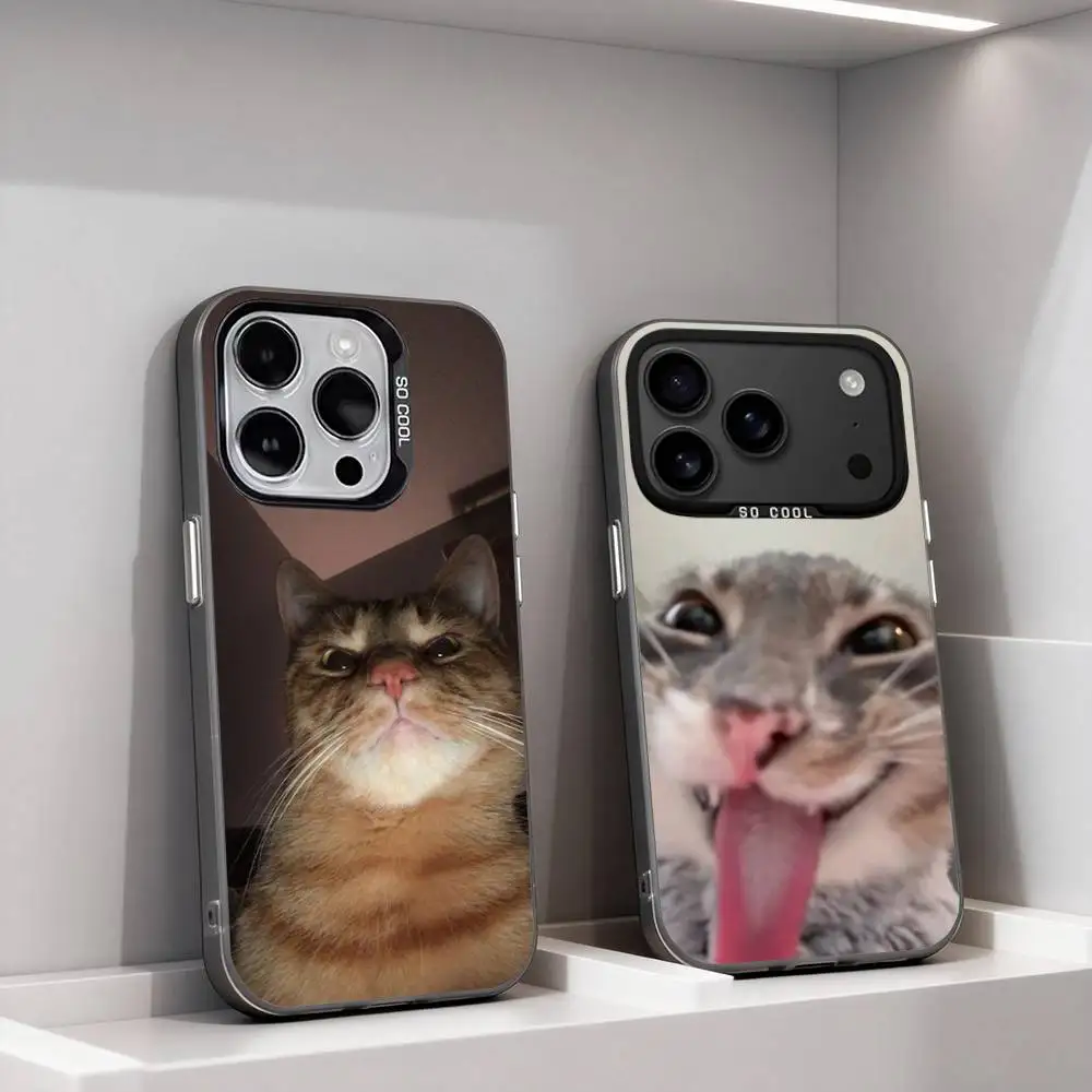 Фото Забавные мемы с котиками: милый чехол для iPhone 11, 12, 13, 14, 15, 16, 17, Pro, Max, Plus, E, Air, Mini, матовый черный IMD №1