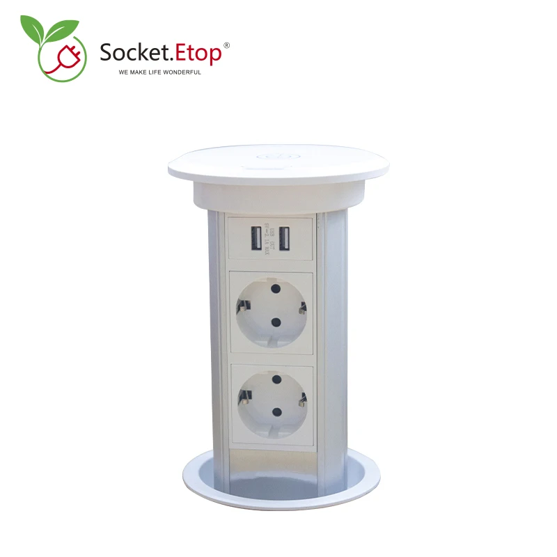 

Smart Top QI Беспроводное быстрое зарядное устройство с моторизованным всплывающим встроенным столешницей, электрическая розетка с вилкой евро...