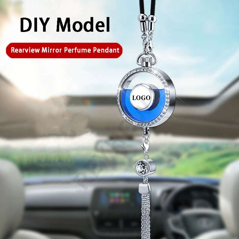 

Car Perfume Pendant Air Freshener Hanging Perfume Empty Bottle Auto Interior Rearview Mirror Metal Lace Pendant Car Decoration