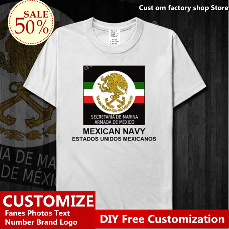 

Mexico Navy Army Cotton T shirt Custom Jersey Fans DIY Name Number LOGO Tshirt High Street Fashion Hip Hop Loose Casual T-shirt