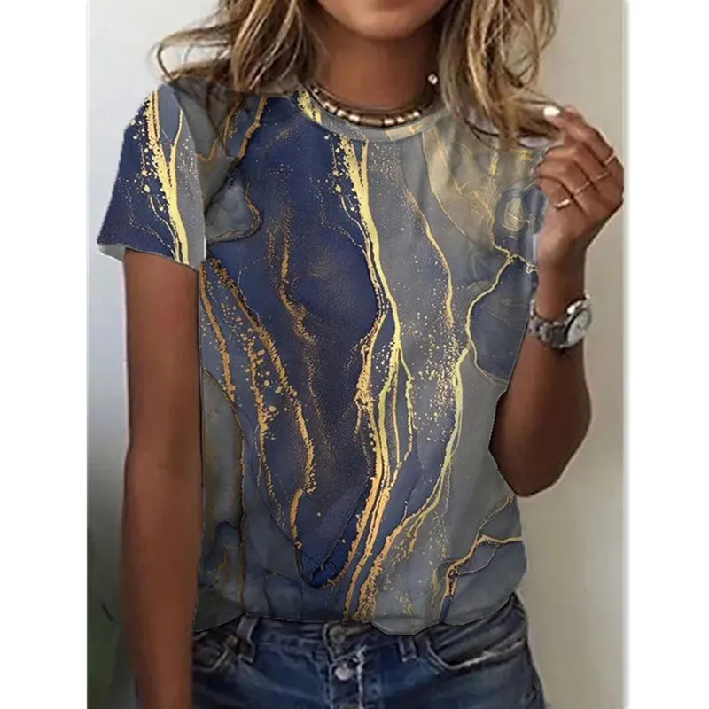 Женская свободная футболка с коротким рукавом Повседневный пуловер круглым