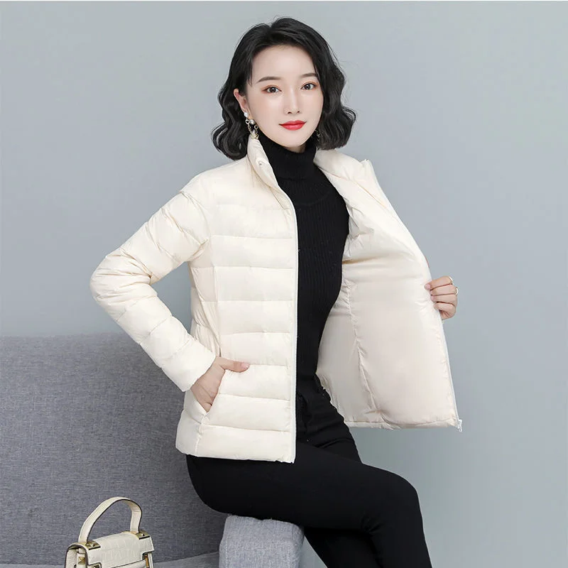 2023 New Women Slim-Fitthickened Inner Padded Jacket Short East Light Down Warm Coat Simple Good-Looking Explosive
