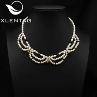 xlentag colored crystals petal tassel more natural white pearls womens necklace luxury fashion exquisite romantic prom gifts