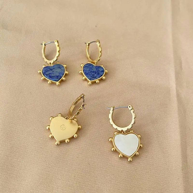 

TB Lazurite Shell Earrings Love Design Elegant Metal Earrings Gold Plated Luxury Trendy Accessories