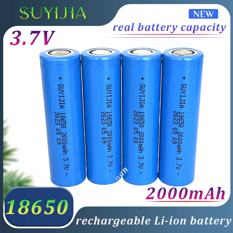 

Real Battery Capacity 2000mAh 3.7V 18650 Rechargeable Lithium-ion Battery Strong Light Flashlight Electronic Toy Spare Battery