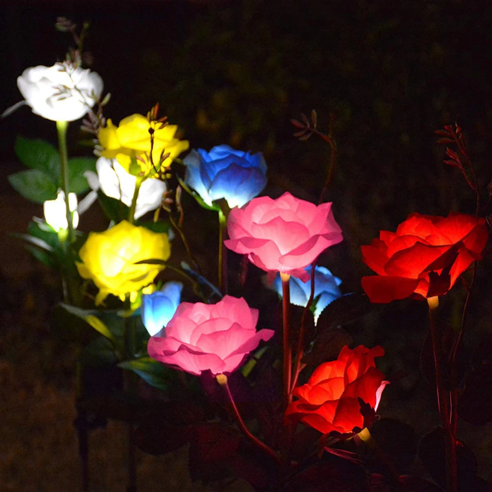 

Уличные садовые фонари на солнечной батарее, 1 шт., фонари розы, фонари для газона на солнечной батарее для двора, ландшафтные фонари