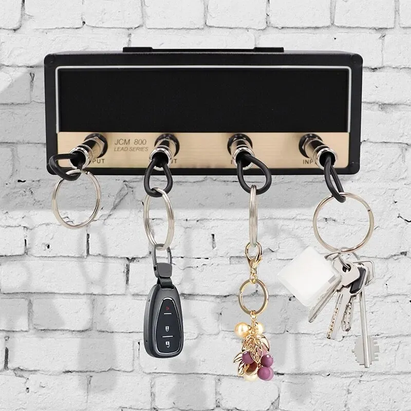 

4 Plugs Wall Racks Mounting Guitar Key Holder Retro Radio Keyring Storage Jack Rack Hanger Home Decoration Gift Key Holder