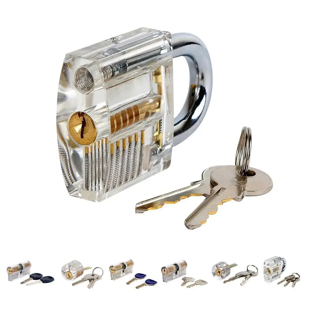 

50mm Locksmith SUP Transparent Locks Pick Visible Cutaway Mini Practice View Padlock Hasps Training Skill For Furniture Hardware