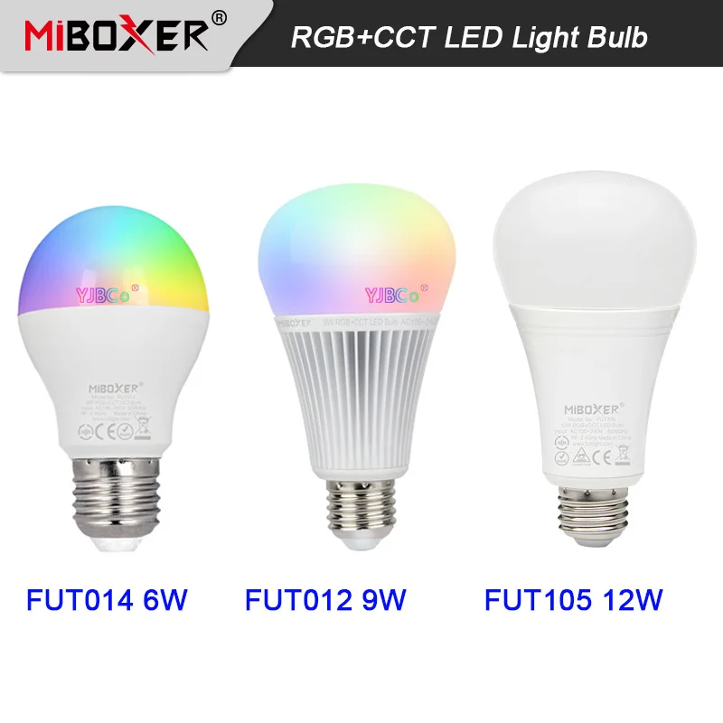 Miboxer E27 RGB+CCT 6W 9W 12W LED Light Blub 110V 220V Smart Lamp FUT014/FUT012/FUT105 2.4G Remote Controller APP Voice Control - купить по