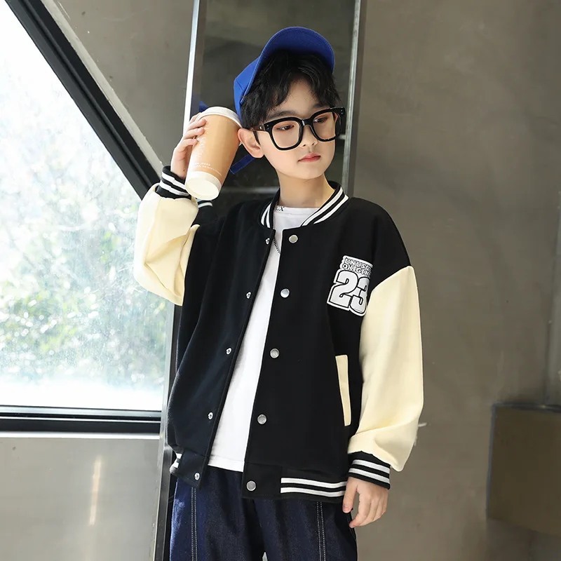 

Spring Autumn Bomber Jackets for Kids Fashion Baseball Uniform Boys Casual Coat Student Outerwear Child Sport Tops 6 8 10 11 12Y