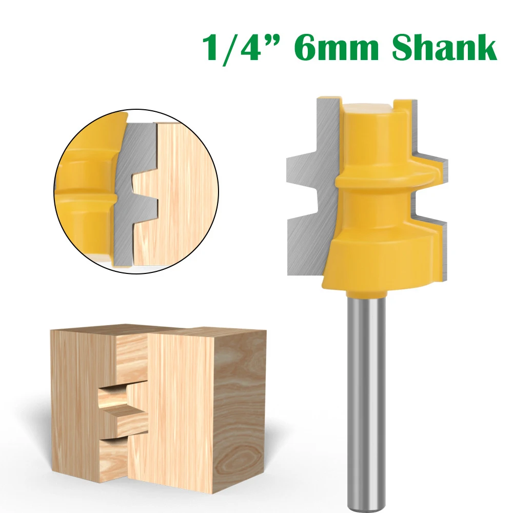 

1PC 1/4" 6.35MM 6MM Shank Milling Cutter Wood Carving Glue Joint Router Bit Medium Reversible Tenon Cutter for Woodworking Tool