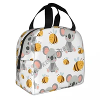 koala babies and yellow bees insulated lunch bags print food case cooler warm bento box for kids lunch box for school