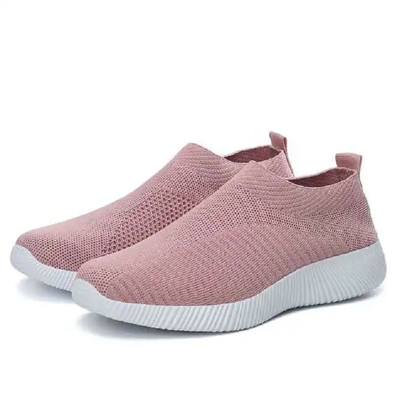 Spring New Mesh Breathable Casual Flying Woven Women's Shoes Shallow Socks Shoes Flat Bottom Large Walking Single Shoe Slippers