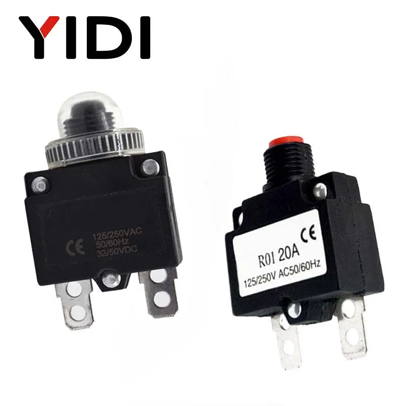

Mini Current Thermal Circuit Breakers 3A 4A 5A 6A 8A 10A 15A 20A Thermal Overload Protector Push Thermal Switch Resettable