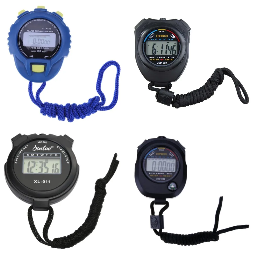 

2021 Digital Sport Stopwatch Chronograph Professional Handheld LCD Timer Stop Watch Sport Alarm with String Electronic Stopwatch