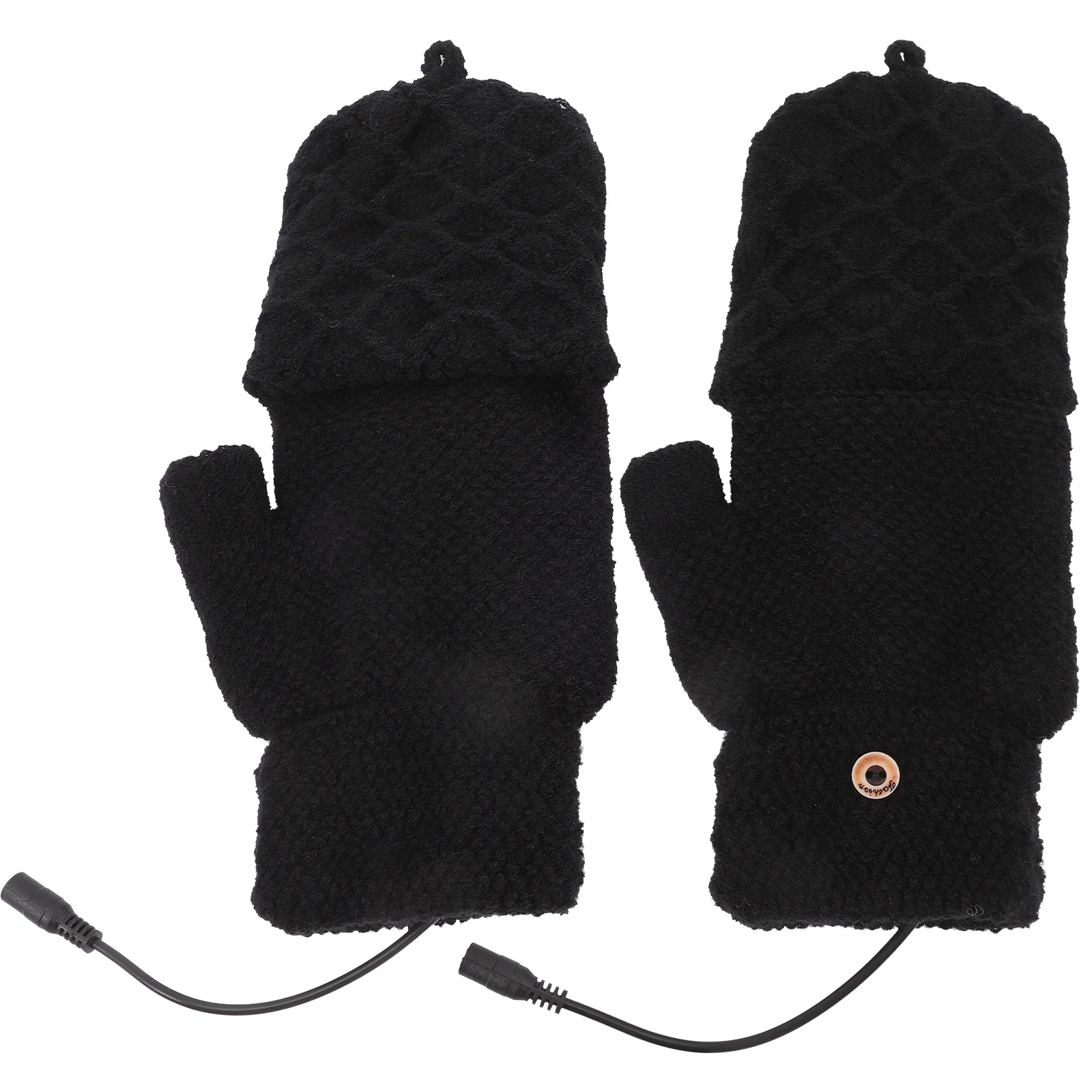Gloves Winter Heated Usb Warming Hand Cold Riding Bike Thermal Mitts Half Typing Fingerless Outdoor Mittens Gaming Knit Mitten