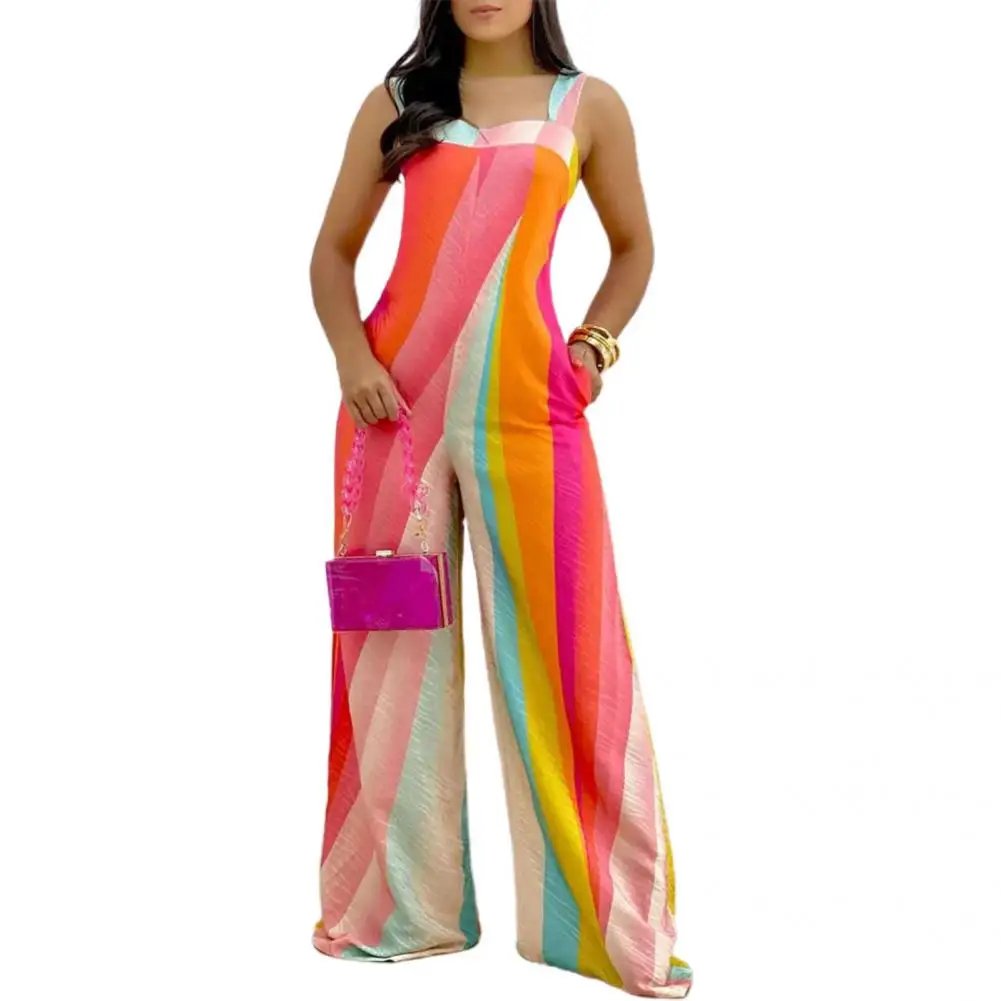 

Multi Colors Long Backless Deep Crotch Summer Jumpsuit Holiday Garment