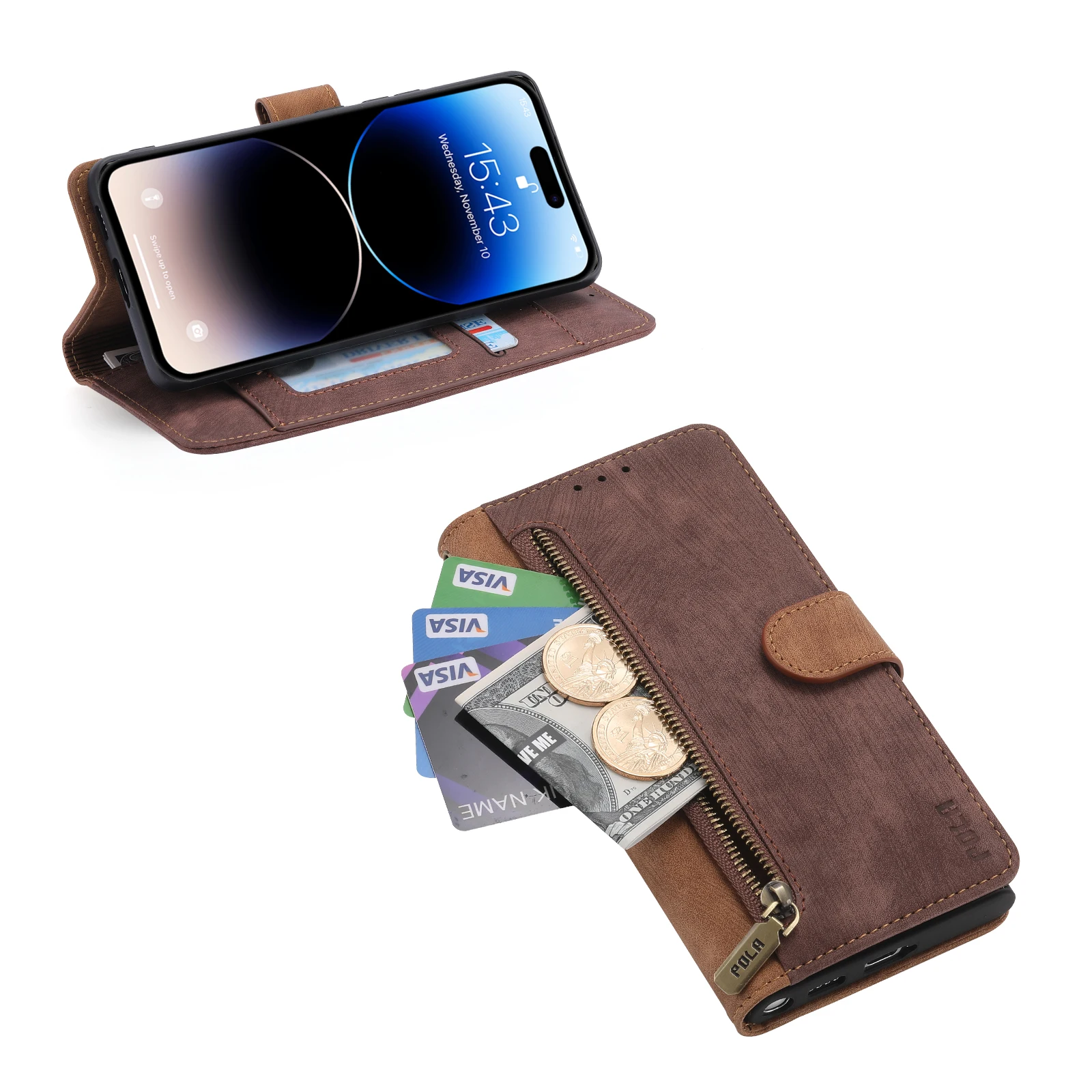 Pova Neo3 5 2023 женский кошелек на молнии для Tecno 4 Pro Роскошный кожаный чехол-книжка с