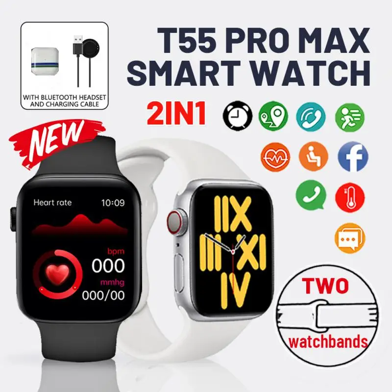 

TW55 ProMax Special Smart Watch TWS Earphone 2 in 1 Heart Rate Monitoring Multisport Mode Sports Smart Watch Headphone For U8 S8