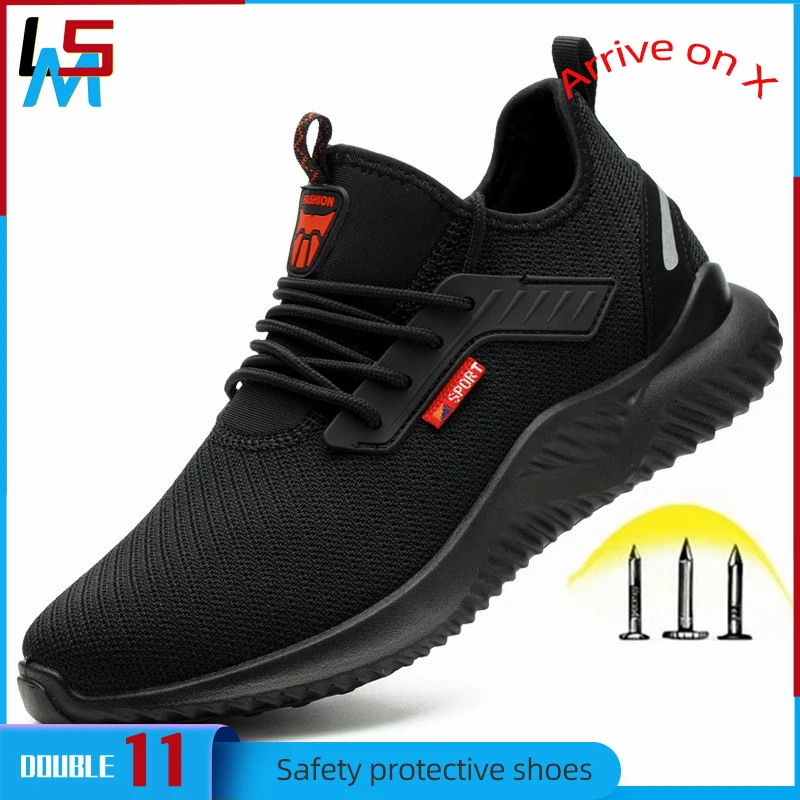

Рабочие защитные ботинки со стальным носком и защитой от проколов, легкие дышащие кроссовки для строительства, ботинки для мужчин и женщин, ...