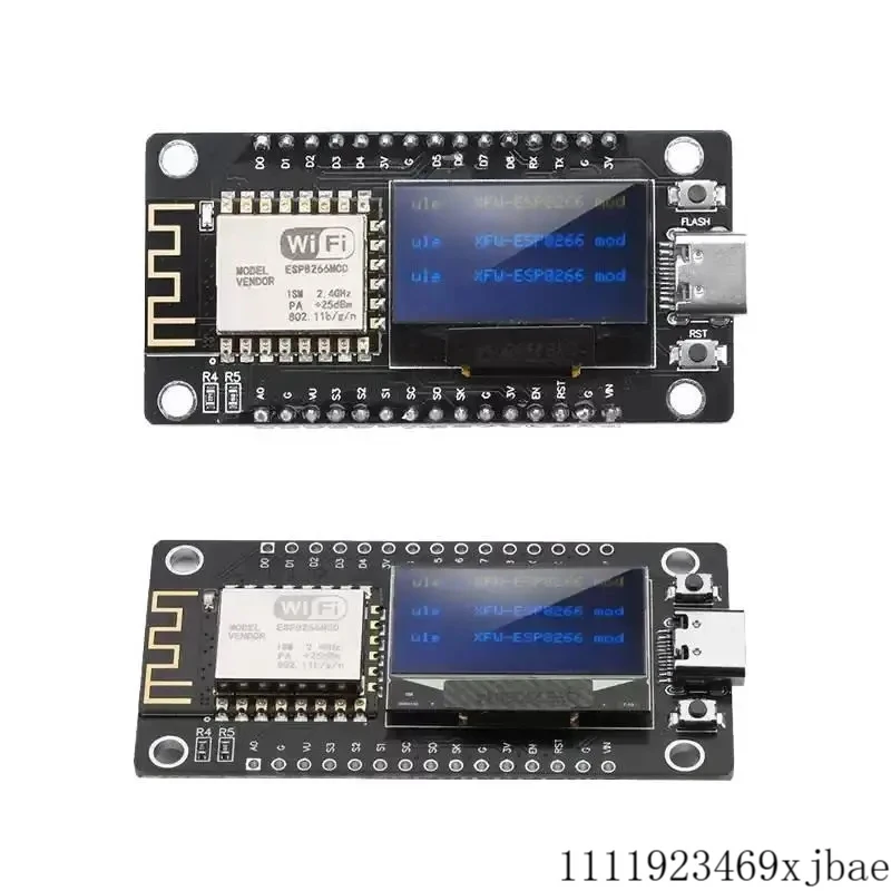 Фото Плата разработки ESP8266 NodeMCU с OLED-дисплеем 0,96 дюйма, модулем Wi-Fi CH-340C, ESP-12F, Micro USB для Arduino/Micropython ESP8266 №1