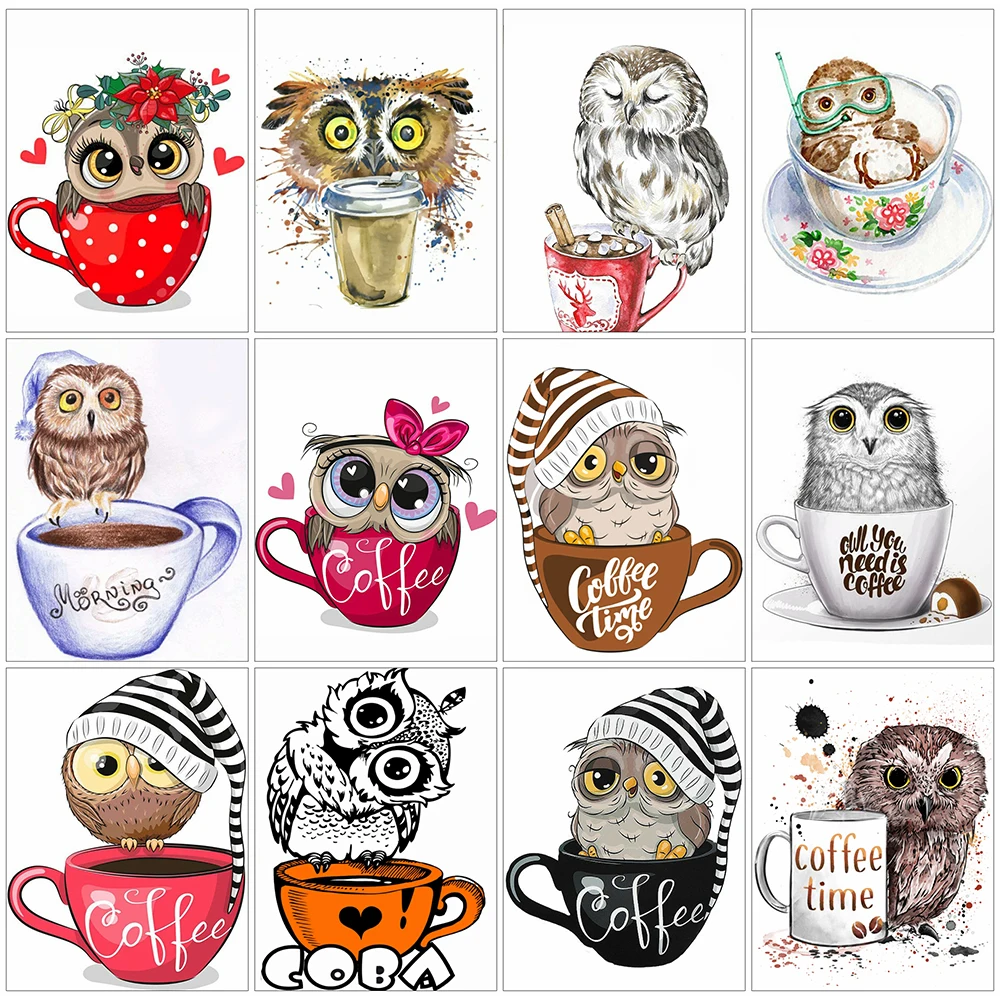 

EverShine Diamond Mosaic Bird Diamond Embroidery Animal Owl Full Square Picture Painting Coffee Cross Stitch 5D DIY Handicraft