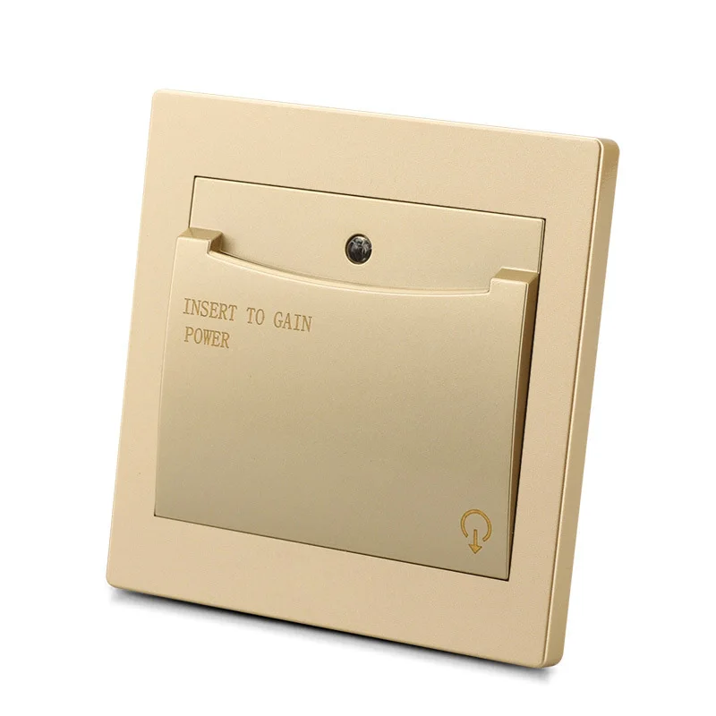 

Electric Power card switch Flame retardant Business Indoor Socket Champagne gold Villa Insert Delay AC 100-250V