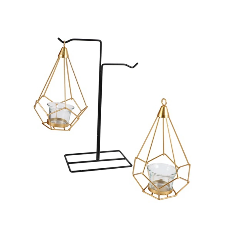 Свадебные центральные детали Подсвечник Геометрический Золотой Стеклянный