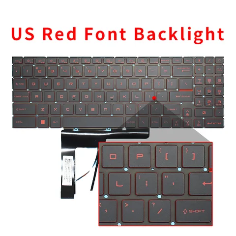 Для ноутбука MSI Sword 15 A12UC A12UD A12UE A12UG A12VE A12VF A12VG, английская/российская клавиатура с синей подсветкой