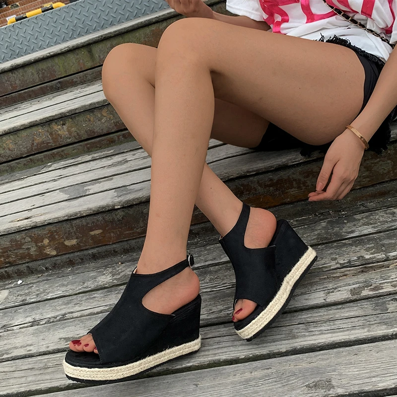 

Plus Size 35-43 Platform Sandals Wedges Shoes For Women Heels Sandalias Mujer Summer Clog Womens Zapatos De Hombre E12