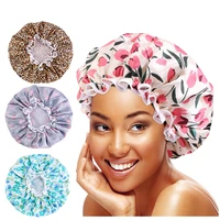 women night sleep hair caps silky bonnet satin single double layer adjust head cover hat for curly springy hair styling accessor