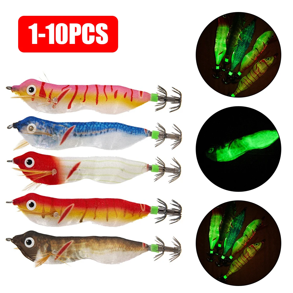 

1-10PCS Flashing LED Squid Jig Lures 103mm Auto Luminous Eging Fishing Cuttlefish Jigs Glow Octopus Jig Egi Fishing Squid Lure