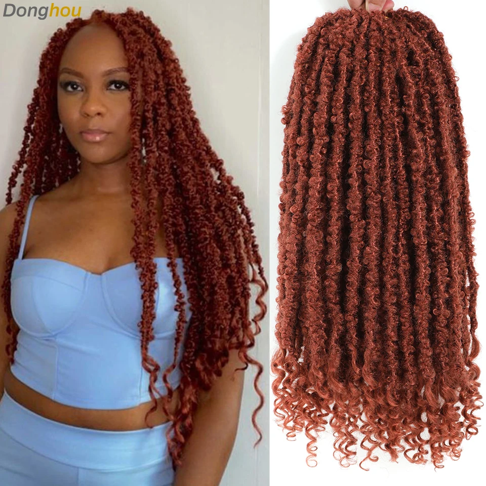 Donghou Goddess Butterfly Locs Crochet Hair 18 Inch 1- 8 Packs Ombre Distressed Butterfly Locs Crochet Hair Curly Ends for Women
