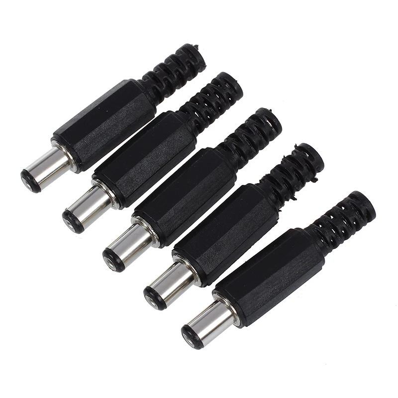 

SODIAL(R) 5 Pcs Black 2.1Mm X 5.5Mm DC Power Male Plug Jack Adapter
