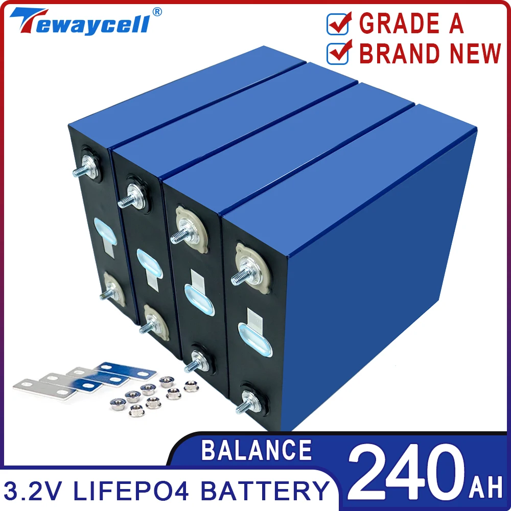 

4-16PCS 3.2V 240AH Cells Lifepo4 230AH Brand New Grade A 12V 24V 48V Rechargeable Battery Pack Golf EU US Tax Free with Busbars