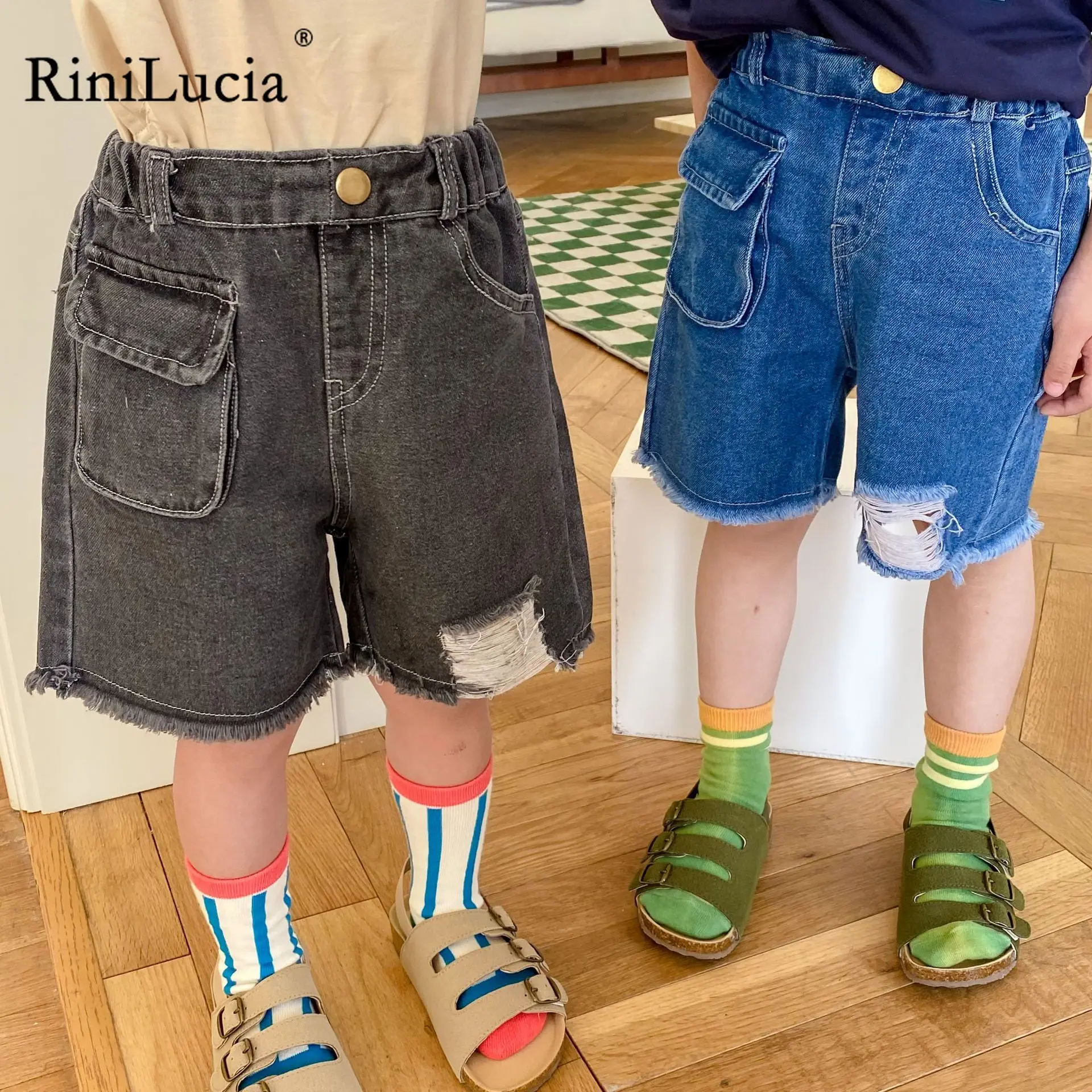 

RiniLucia New Summer Kids Short Denim Shorts For GirlsGirl Short Casual Jeans Children Pants Girls Shorts Fashion Kids Clothing
