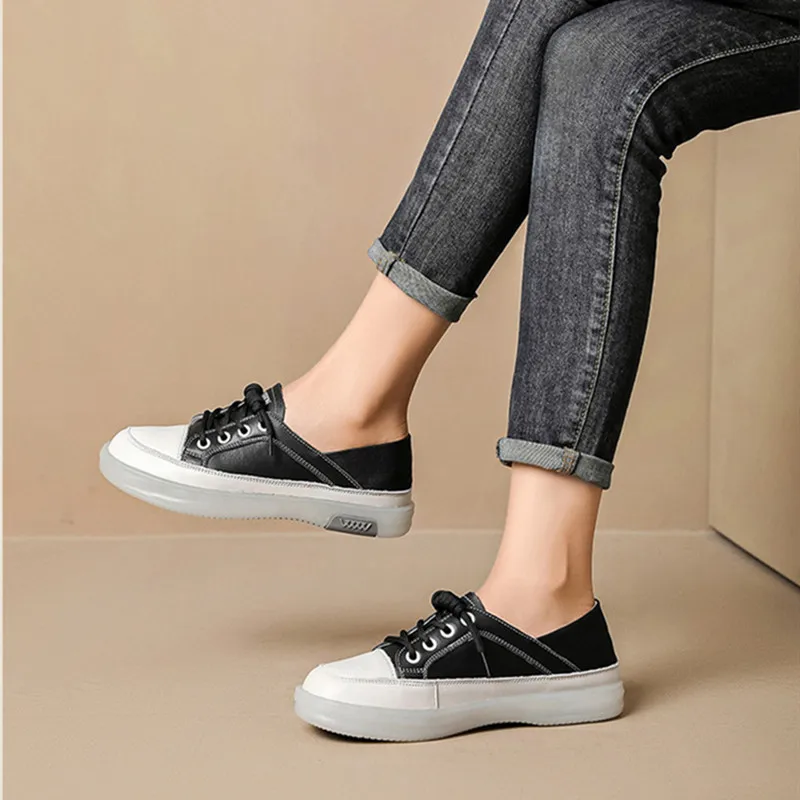 Shallow Mouth Small White Shoes Women's First Layer Cowhide 2023 Spring New Casual Women's Shoes Casual Flat Single Shoes Women