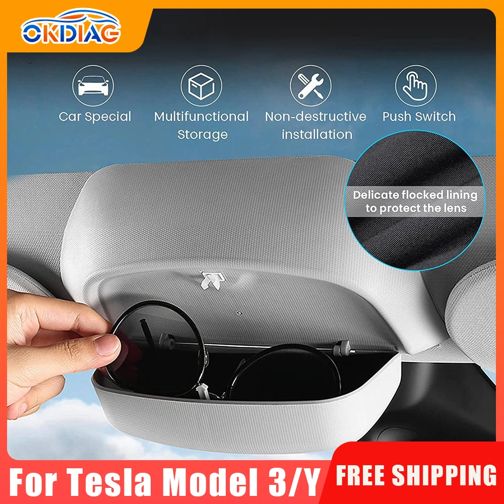 

For Tesla Model Y Organizer Glasses Box Holder Organizer Glasses Storage Box Car Sun Visor For Tesla Model 3 Auto Parts
