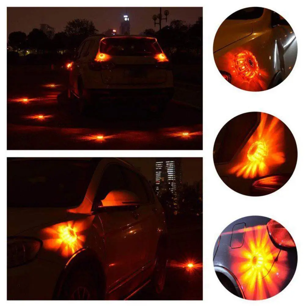 

12 LED Alarming Light Flashing Traffic Warning Magnetic Base Disc Beacon Truck Boat Modes Red Rotating Strobe Multi Signal