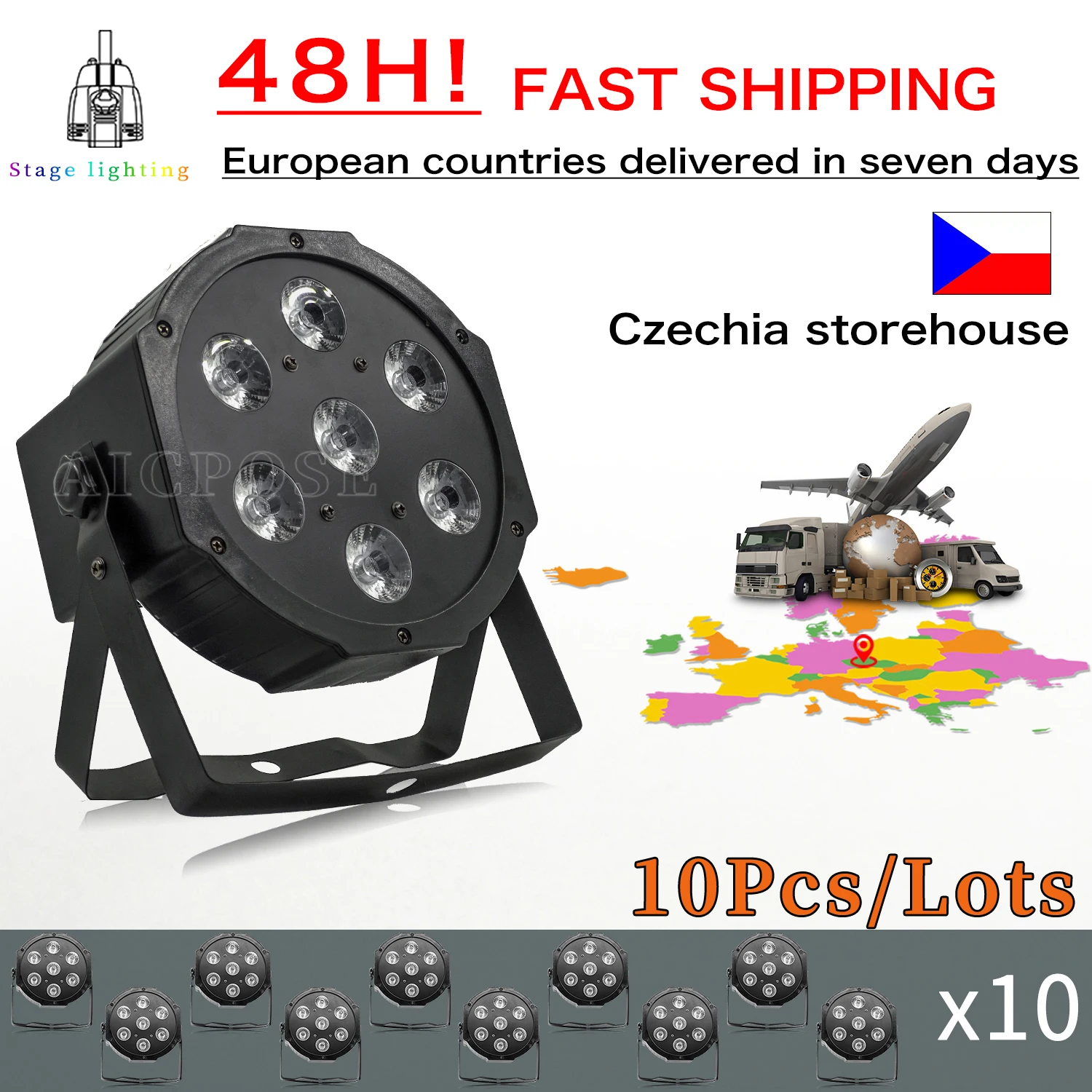 

10 шт./лот 7x18 Вт RGBWA + УФ полноцветный 6-в-1 светодиодный светильник Par 25 ° с большими линзами, сценический плоский прожектор с беспроводным пуль...