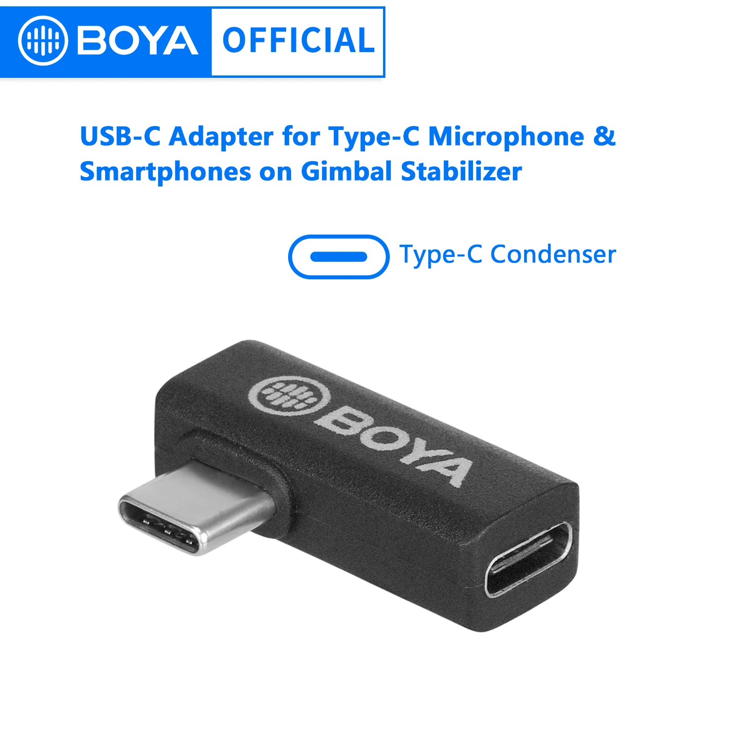 

BOYA BY-K5 Type-C (Male) to Type-C (Female) Right Angle 90° Adapter Converter for Phone Android iPad iPod Laptop PC Easy to Use