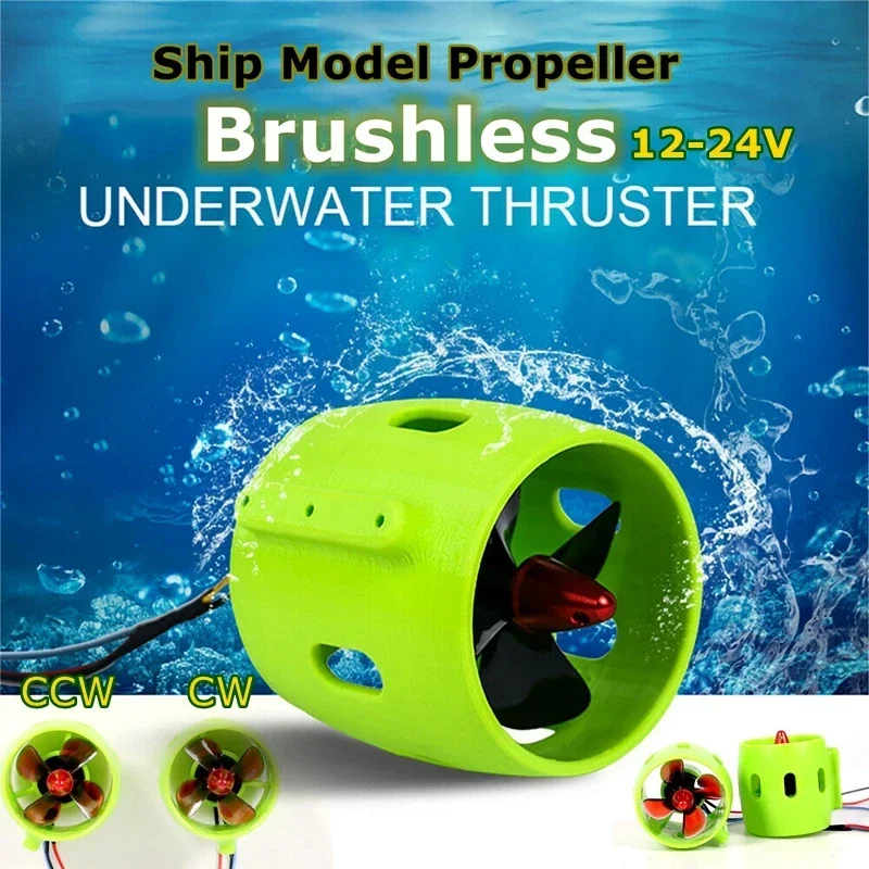 

12V-24V Brushless Boat Electric Motor DIY Ship Underwater Thruster 4Blade Propeller Propulsion 30W-200W For ROV RC Bait Tug Boat