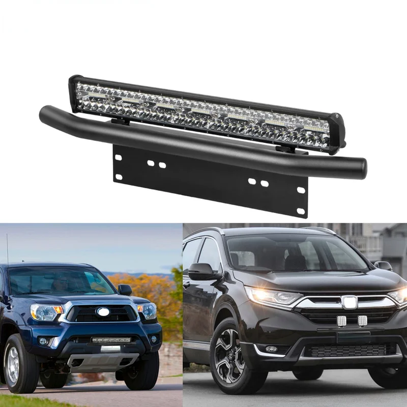 

Universal Bull Bar Front Bumper License Plate Log Light Mount Bracket SUV Lamp Holder Off Road LED Light Bar Aluminum