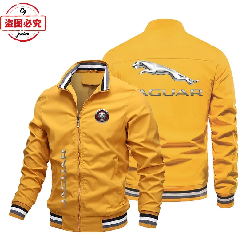 Jaguar logo supercar racing jacket loose long-sleeved men's top stand-up collar zipper team uniform